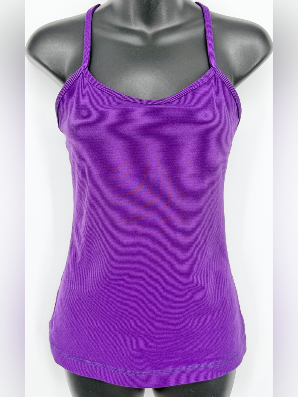 Lululemon Purple Striped Strappy Y Racerback Tank Top Womens Size 6 Stretch Yoga